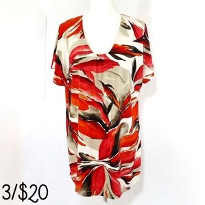 Dana Buchman Tropical Floral Short Sleeve Shirt Blouse Large